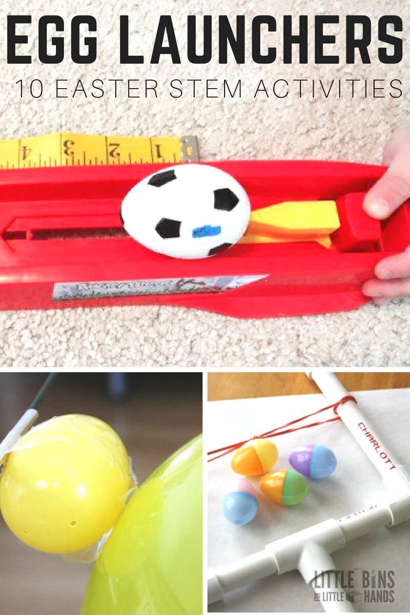 Awesome egg launchers Easter science and STEM activities for kids. Make Easter catapults, try an egg drop challenge, make an Easter egg rocket, and plant more for Easter STEM. 