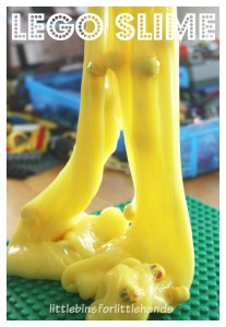 Lego Slime Recipe Yellow slime with lego mini figure heads