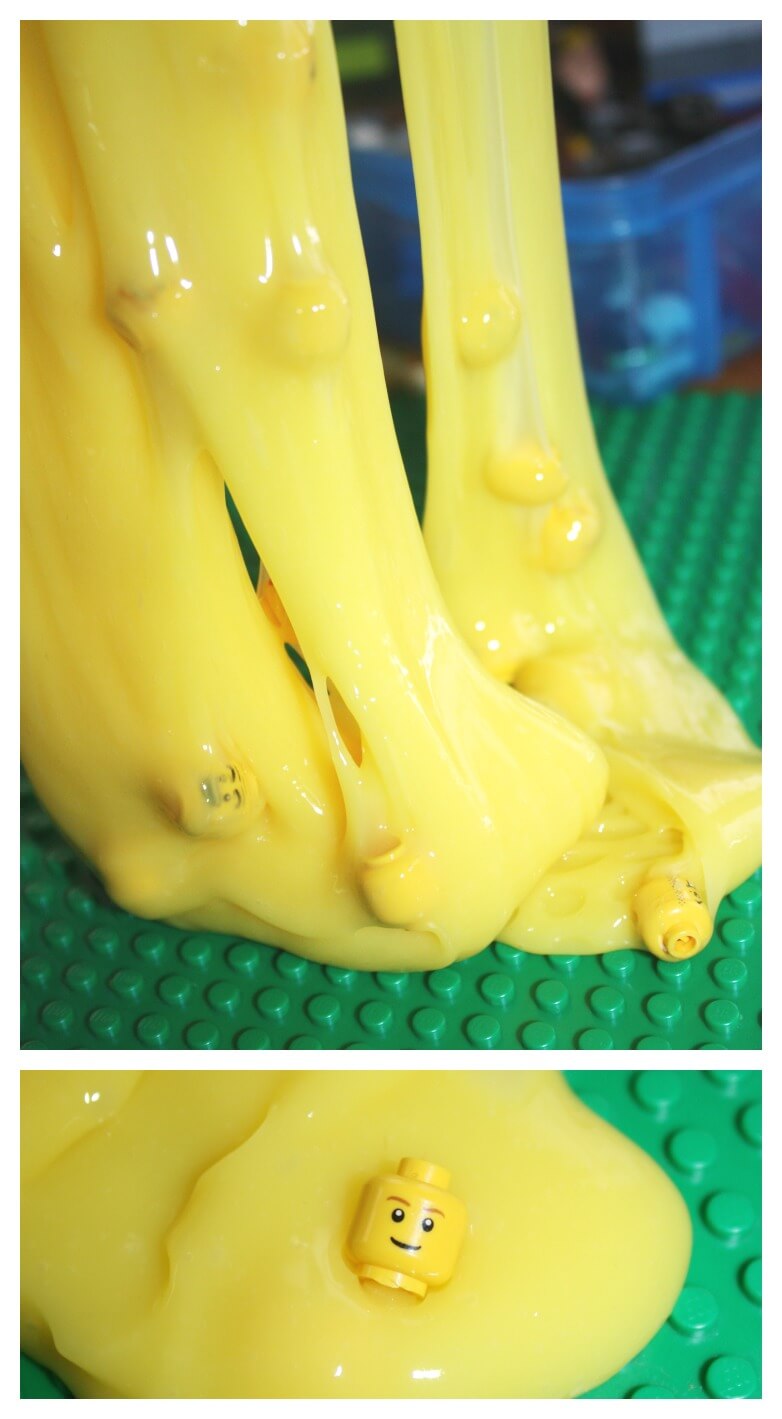 Lego slime yellow slime sensory play activity
