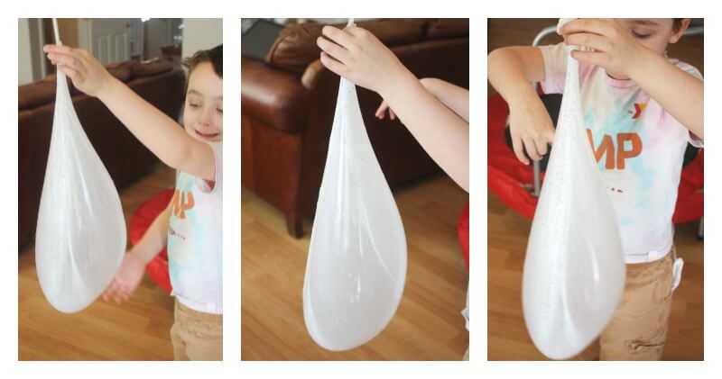 Playing with flubber reusable bubbles