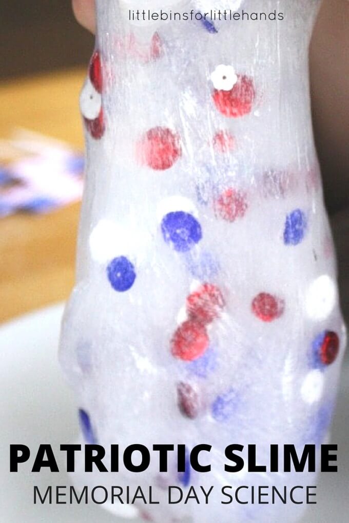 Patriotic slime for Memorial Day Patriots Day or 4th of July