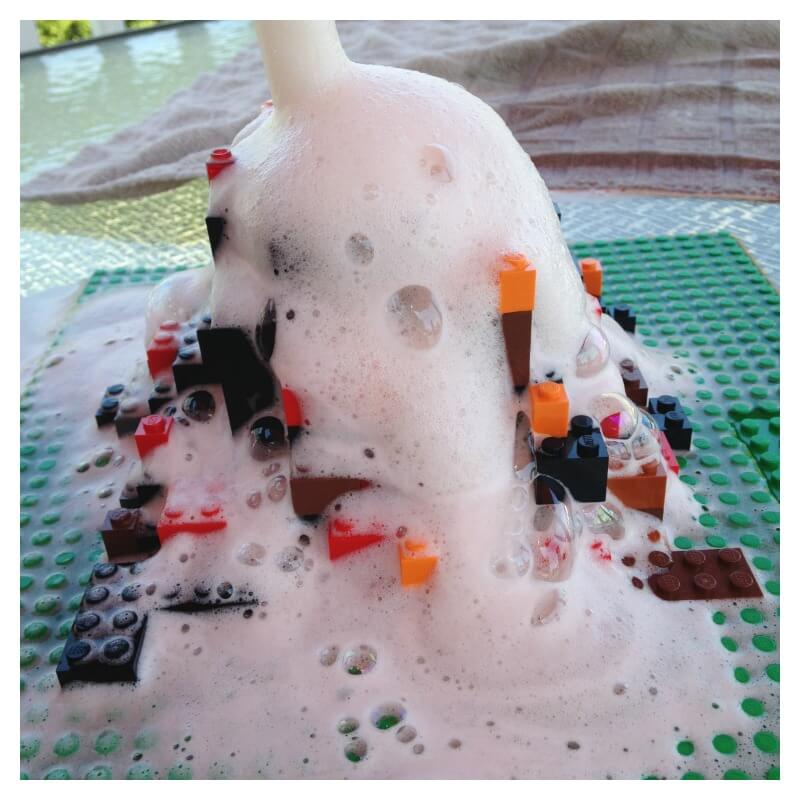 Lego Volcano Eruption baking Soda Vinegar Homemade volcao activity