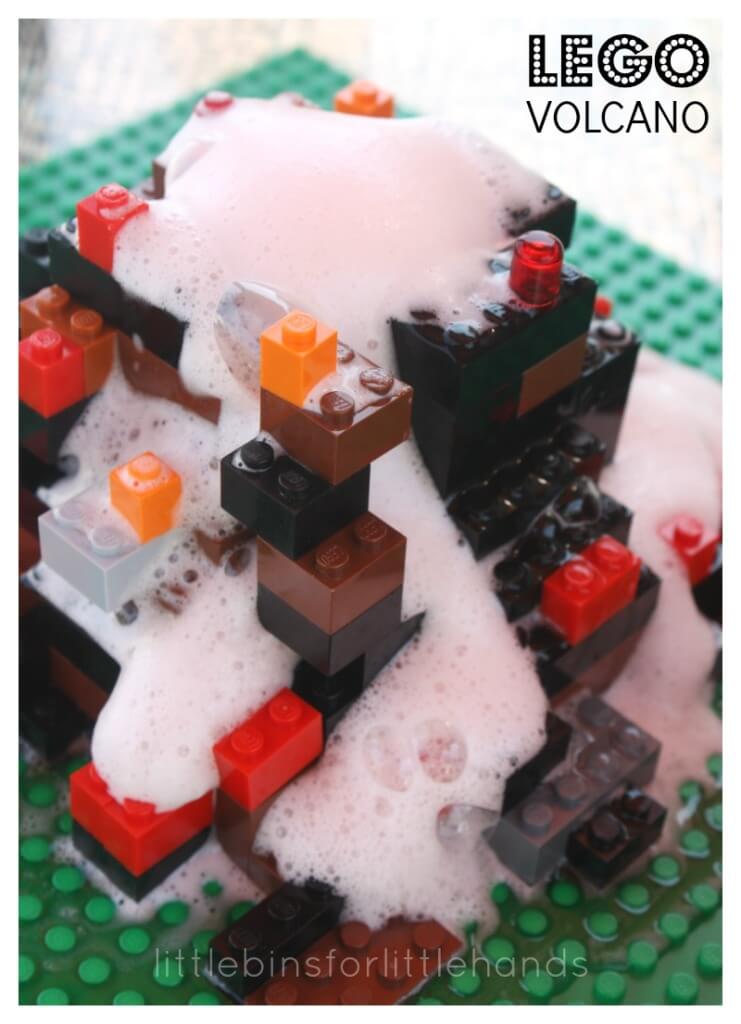 Lego Volcano Experiment baking Soda Vinegar Volcano