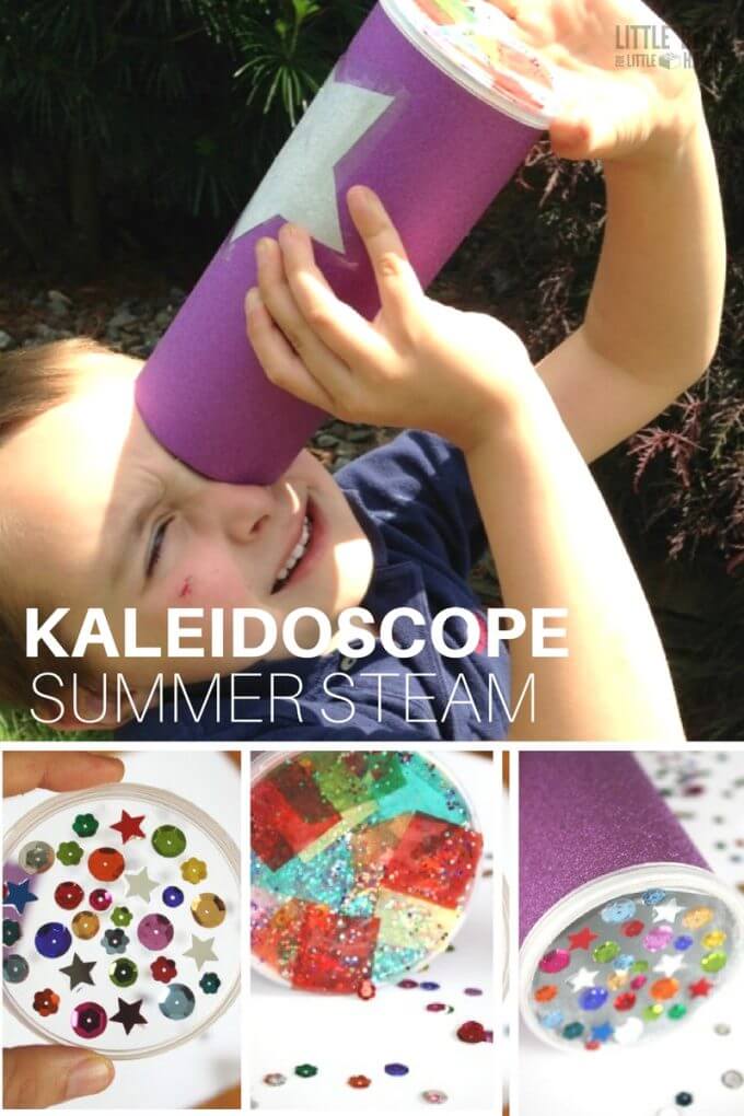 Make a simple kaleidoscope for kids summer STEM activity
