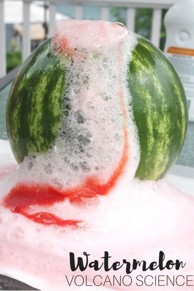 Watermelon volcano science activity for kids
