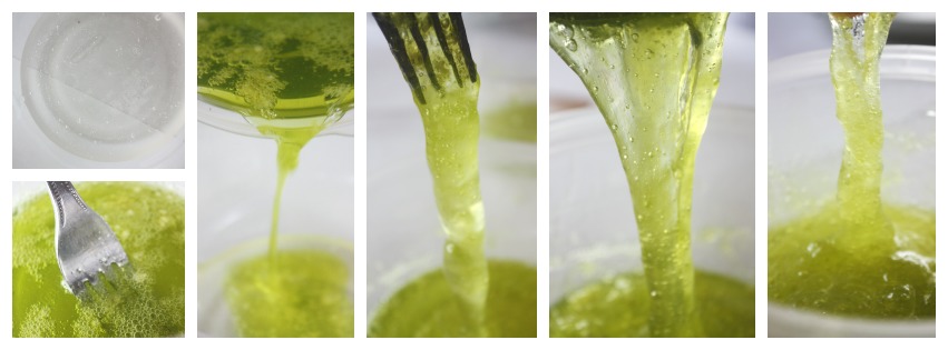 Fake snot slime made with gelatin edible slime
