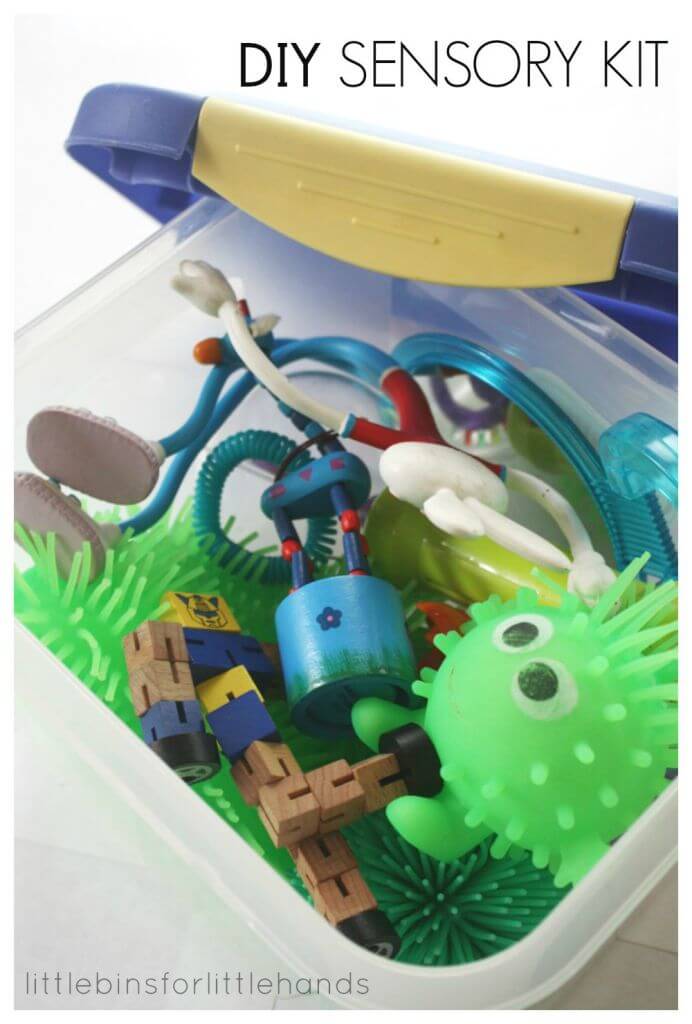Homemade sensory kit for kids with fidget toys