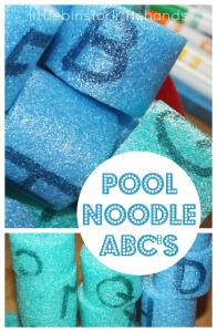 Pool Noodle Letter Learning Activity for kids toddler and preschool alphabet ideas with pool noodles