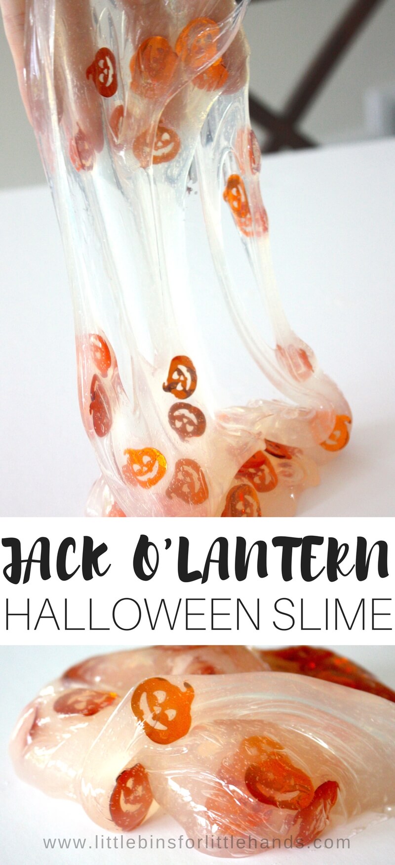 Our homemade Jack O Lantern slime recipe is the perfect Halloween slime for kids. We have more fun Halloween slime ideas including vampire slime, monster slime, pumpkin slime, and more!