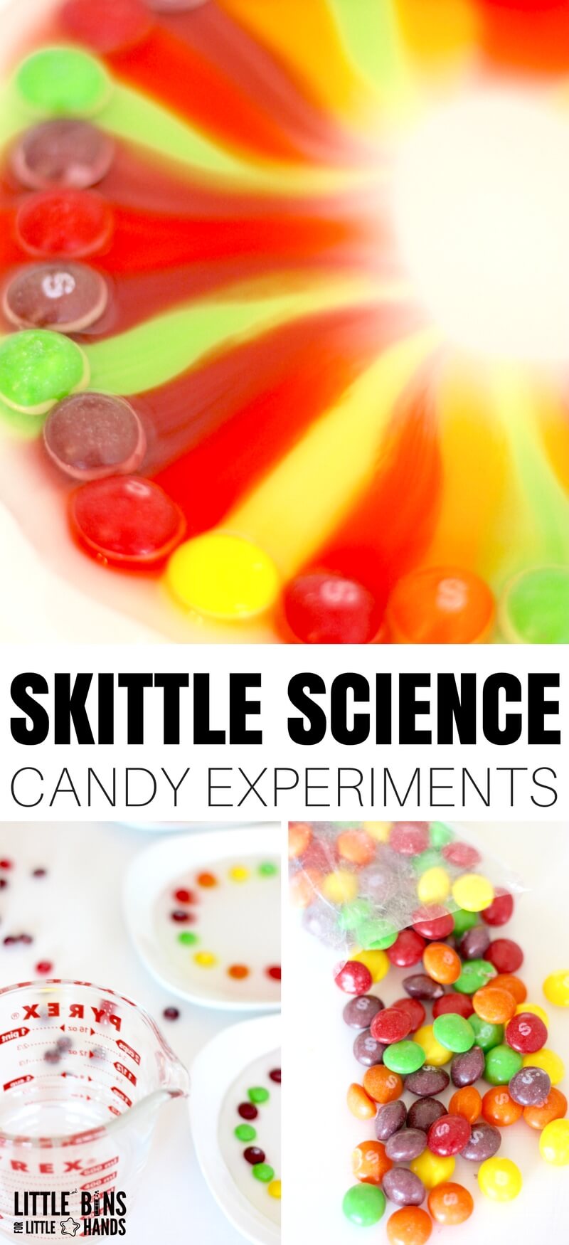 This Skittles science activity is an awesome candy science experiment that is easy to set up for kids! #skittlescience #candyexperiments #STEM