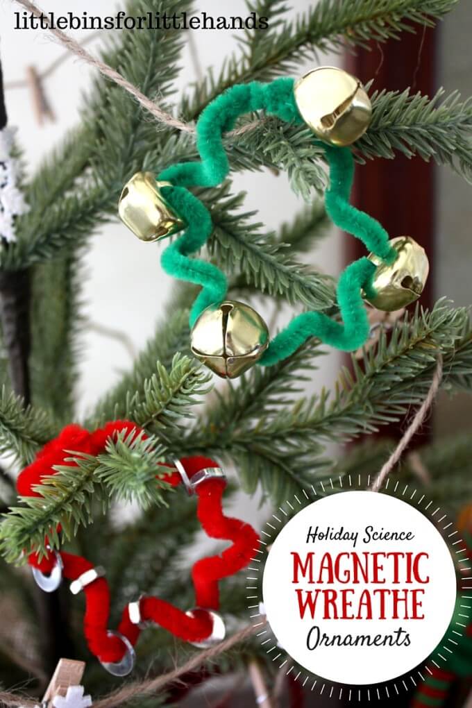 Magnetic Ornaments on tree Christmas craft activity