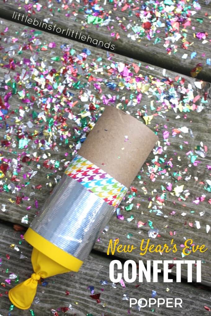 New Years Eve Party Idea for Kids with Homemade Confetti Poppers Craft Activity