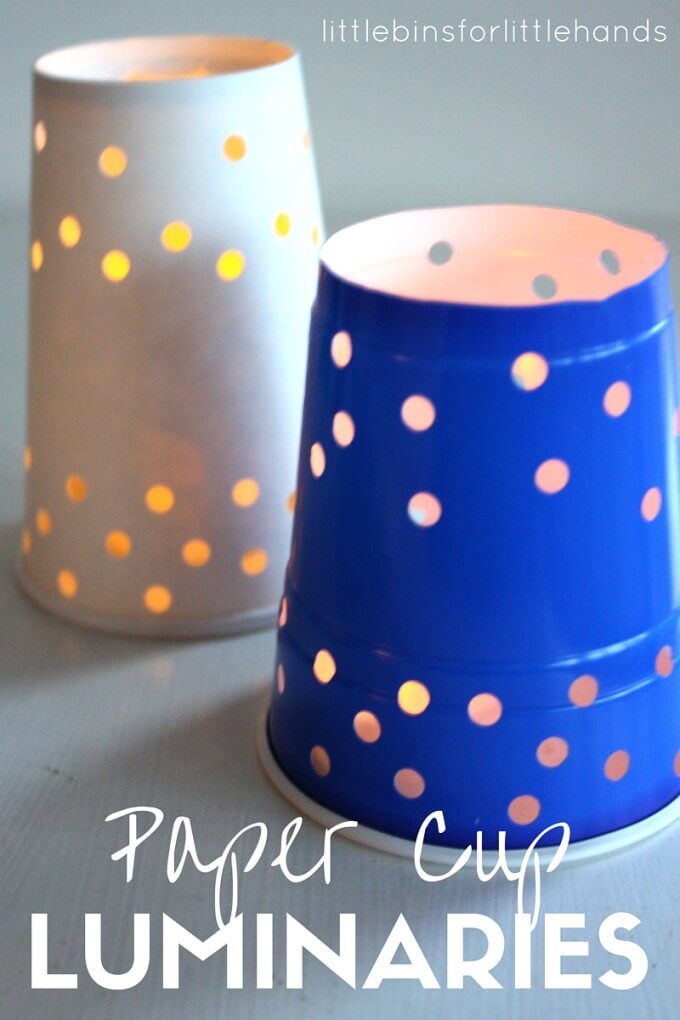 Paper Cup Luminaries for Winter Solstice or Summer Solstice Kids Activities