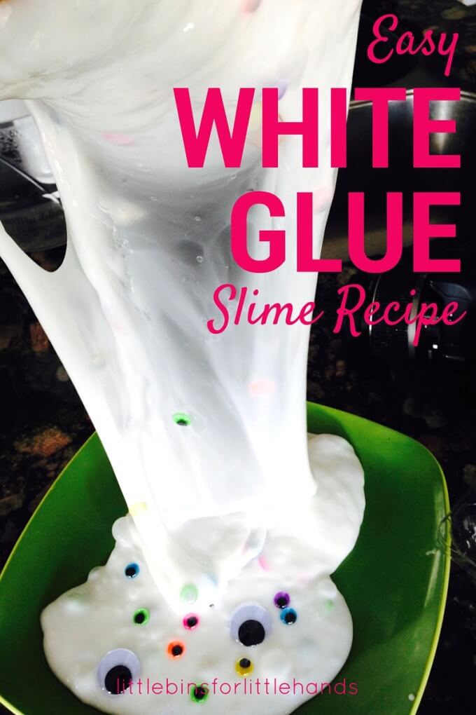White glue slime recipe for science and sensory play glue and liquid starch slime
