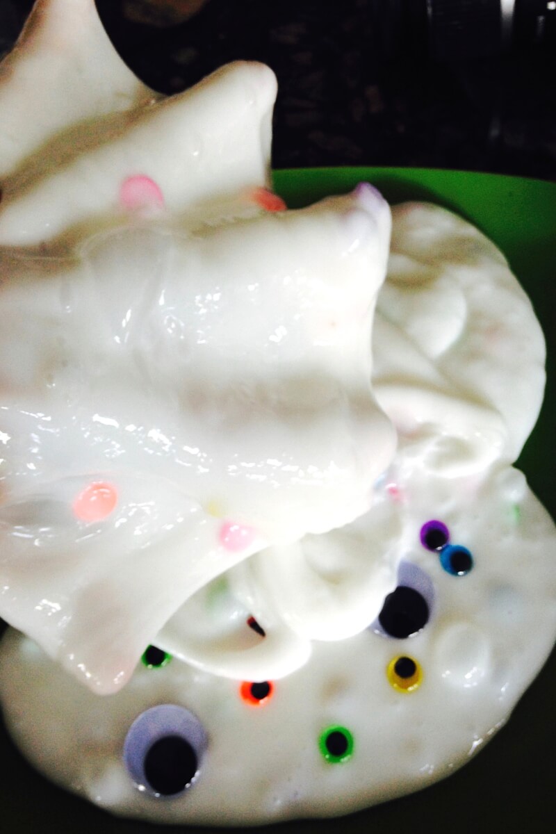 White glue slime tactile sensory play