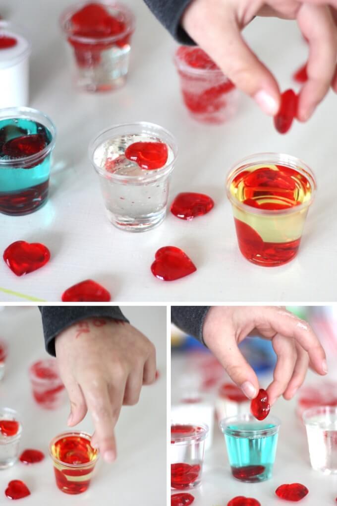 Experimenting with viscosity Valentines Day science experiment