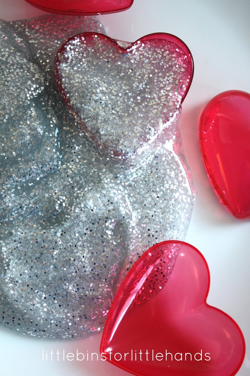 Silver glitter Valentines Day slime for Kids