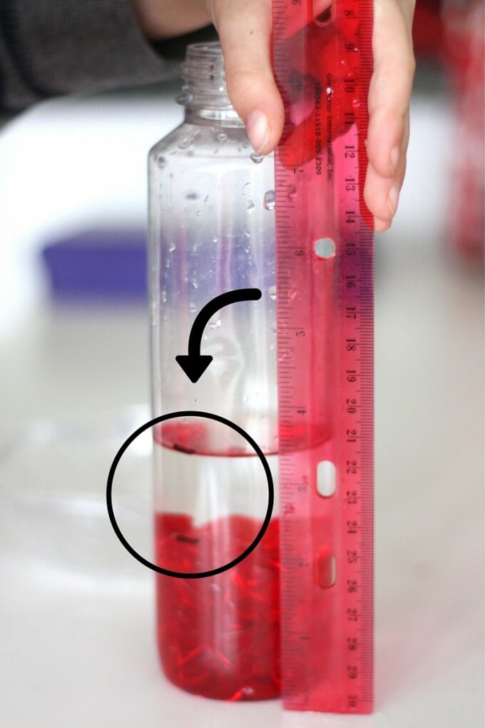 Valentines Water Displacement science tall bottle