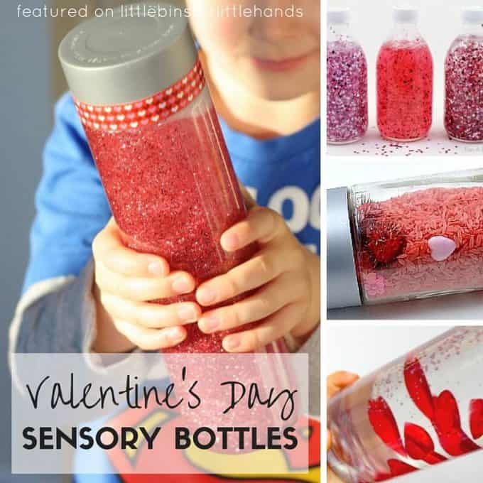 Valentines sensory bottles and calm down jars for kids