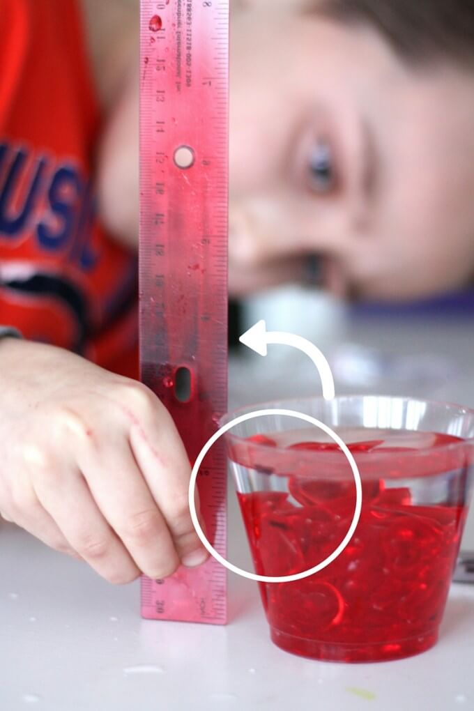 Valentines water displacement measuring difference in water level