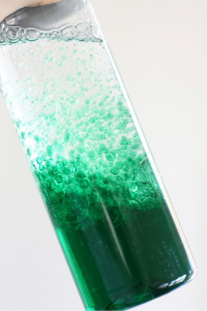 St patricks Day Science Discovery Bottle Oil Water Density Activity