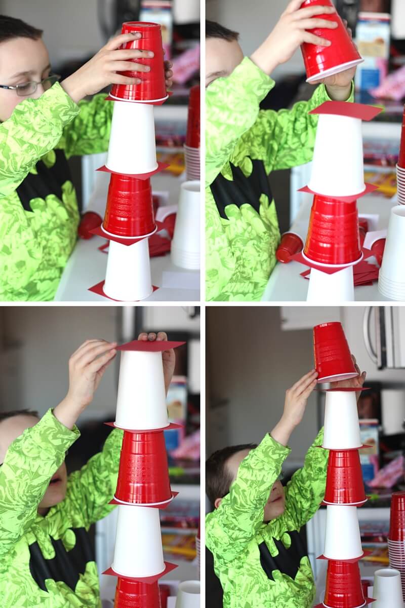 Dr Seuss STEM Challenge Stacking Cups for the Cat's Hat