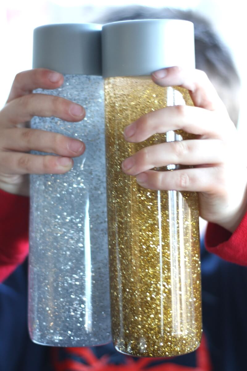 Glitter Calm Down Silver and Gold Sensory Bottles