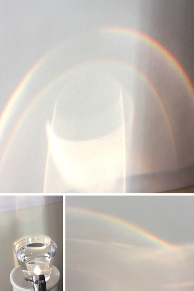 Make rainbows using water and a flashlight to bend light 