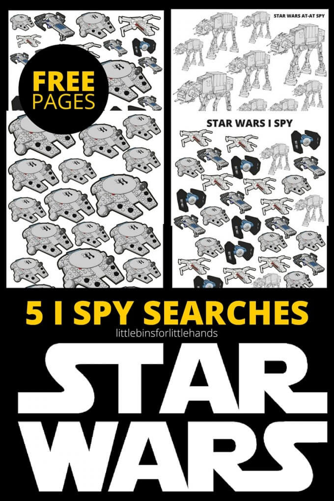 Free STAR WARS I SPY searches printable pages for kids STAR WARS activities