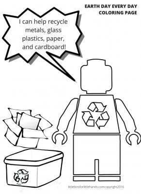 Recycling LEGO Coloring Page Earth Day