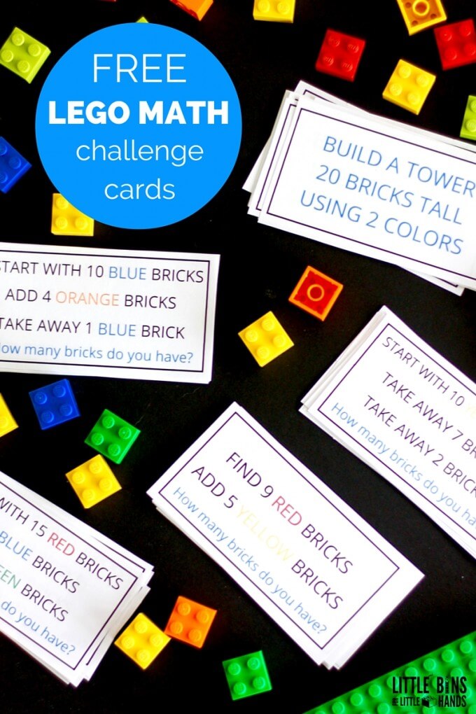 LEGO Math Challenge Cards and Math Activity Busy Bag