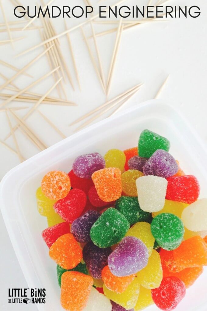 gumdrops and toothpicks in a pile