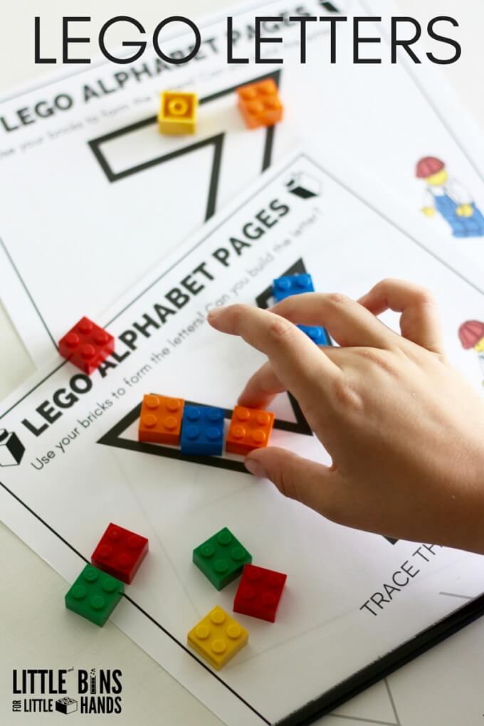 practice writing with LEGO letters