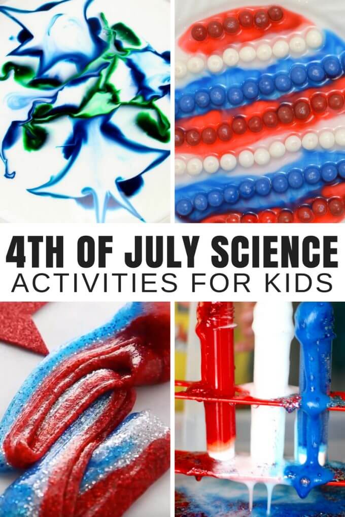Celebrate with science is our motto around here! Not a holiday passes without some sort of special science activity or homemade slime theme! we have 4th of July science activities that double as awesome simple chemistry activities too! Plus a few more surprises too!