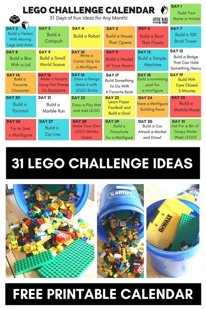 LEGO Challenge Calendar Free Printable for Kids
