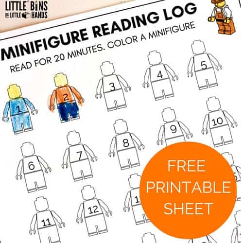 beviser Kirsebær Karu Printable Reading Log LEGO Minifigure Theme