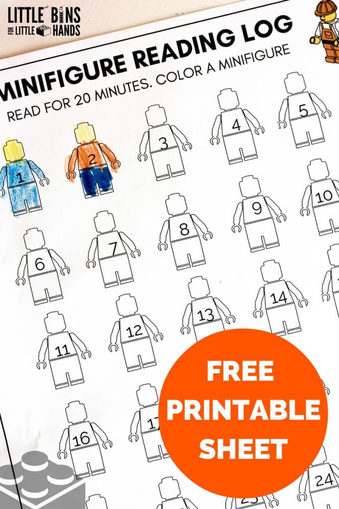 Minifigure Printable Reading Log Sheet for Kids Literacy