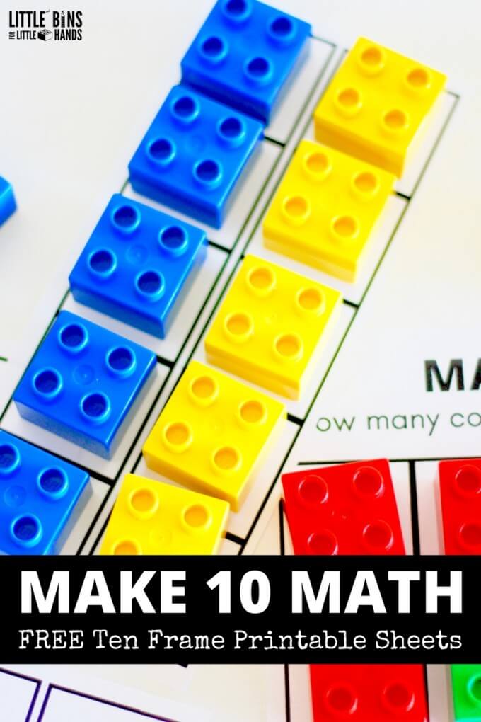 Ten Frame Math Activity with Duplo {Free Printable Sheets}