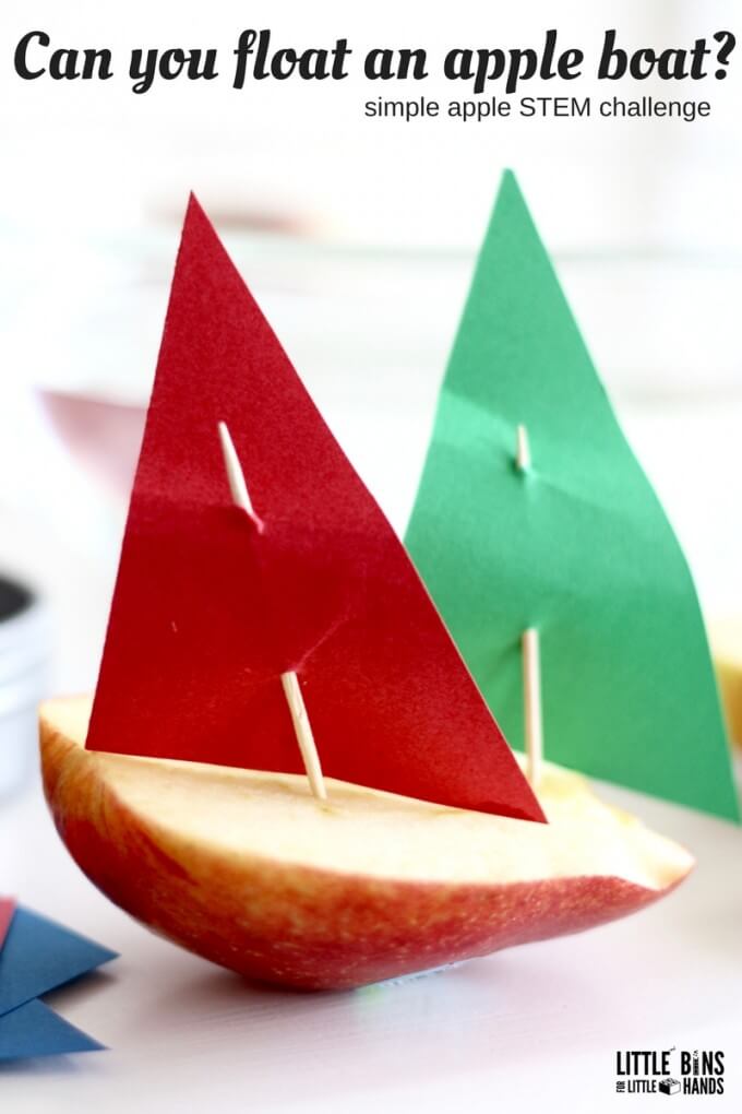 Apple boats and floating apple science activity