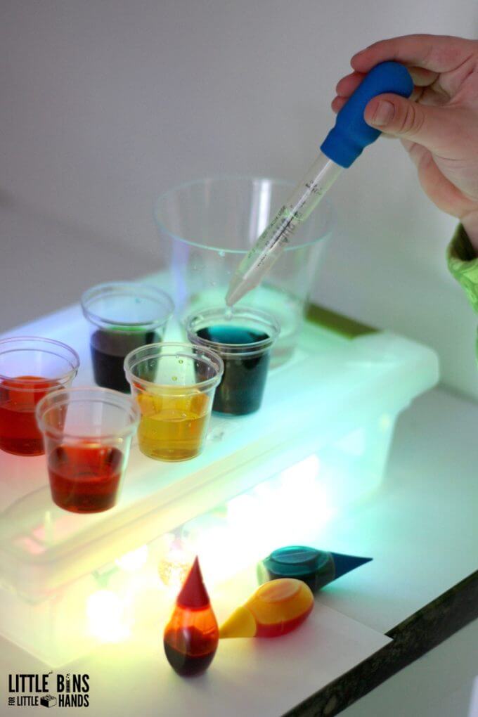 Light Box science with color mixing using homemade light box