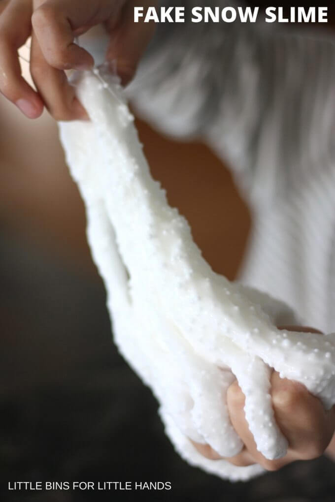 Easy fake snow slime recipe for kids science activity