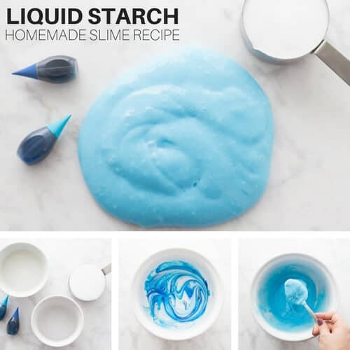 liquid starch slime with white elmers glue slime recipe and food coloring