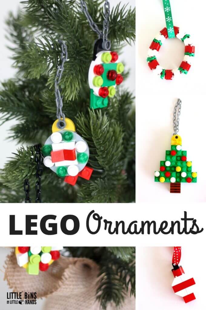 Simple to Make LEGO Christmas Ornaments for kids