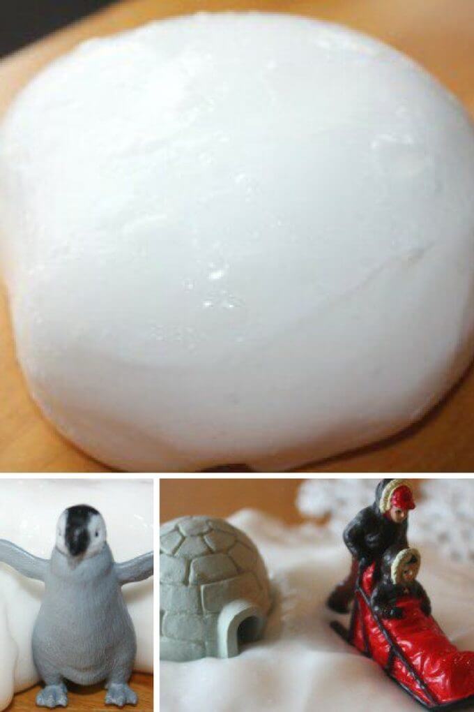 Snow dough slime science with south pole penguins or the arctic imaginative play 