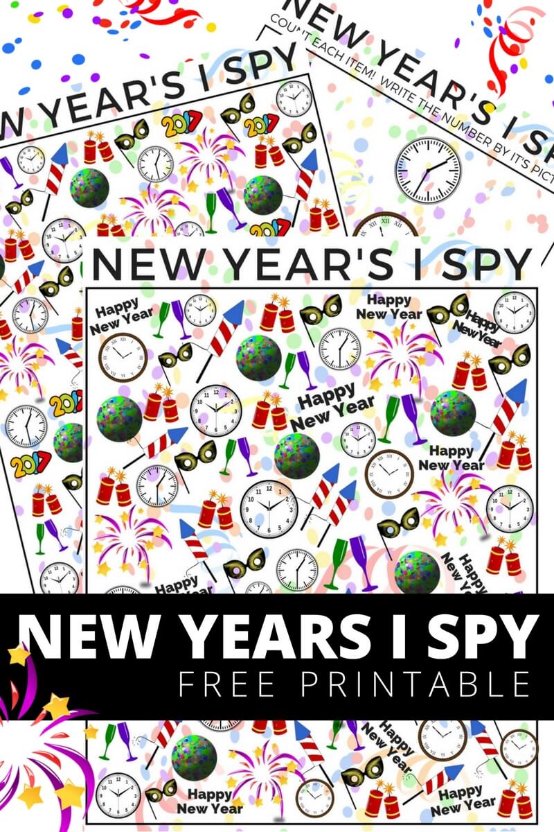 New Years Counting I SPY Activity for Kids FREE Printable Pages
