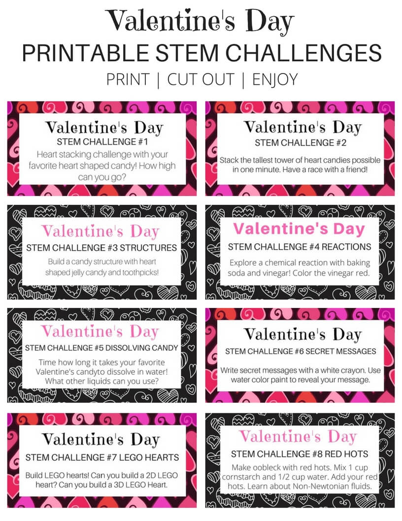 Valentines Day Challenge Cards for Science and STEM