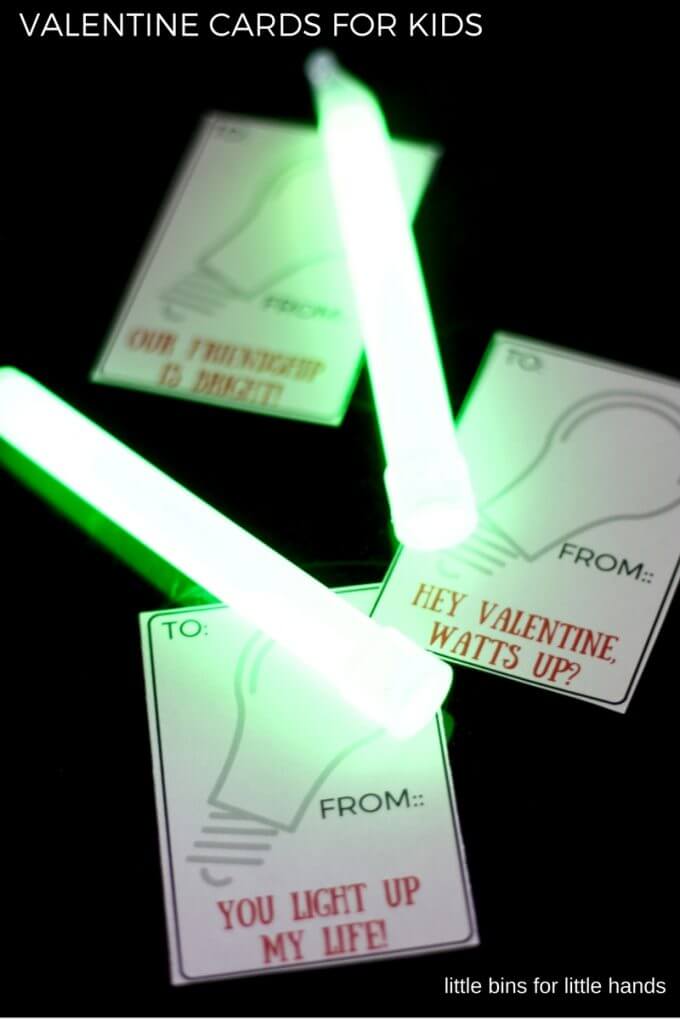 Glow Stick Cards for science themed Valentines cards.