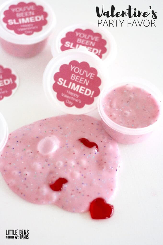 Valentines Day Party favor Ideas with Homemade Slime