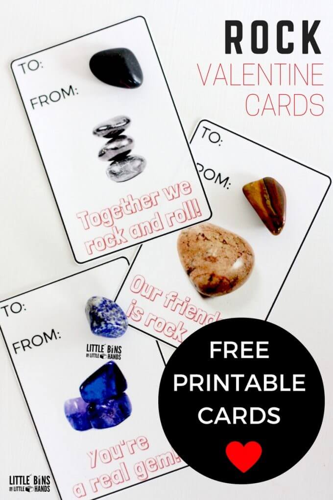 Rock Theme Valentine Cards for Kids Free Printable Science Valentine Idea