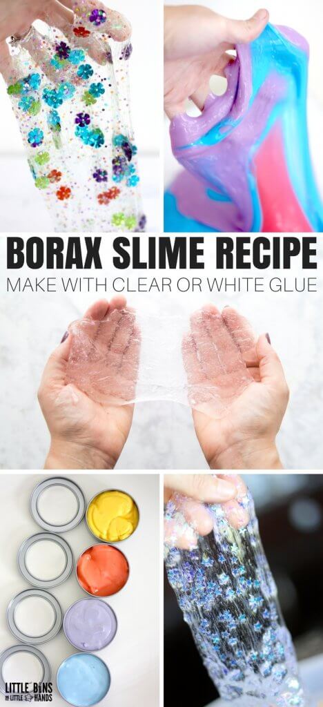 Learn how to make borax slime easily with kids for a neat science demonstration and sensory play activity. Making homemade slime recipes is fun when you have the best slime recipes to use!